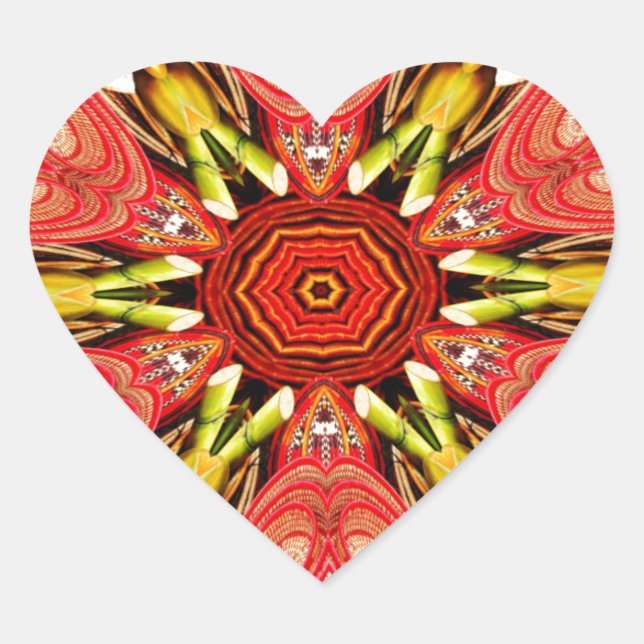 Doodle Floral Art Print Heart Sticker (Front)