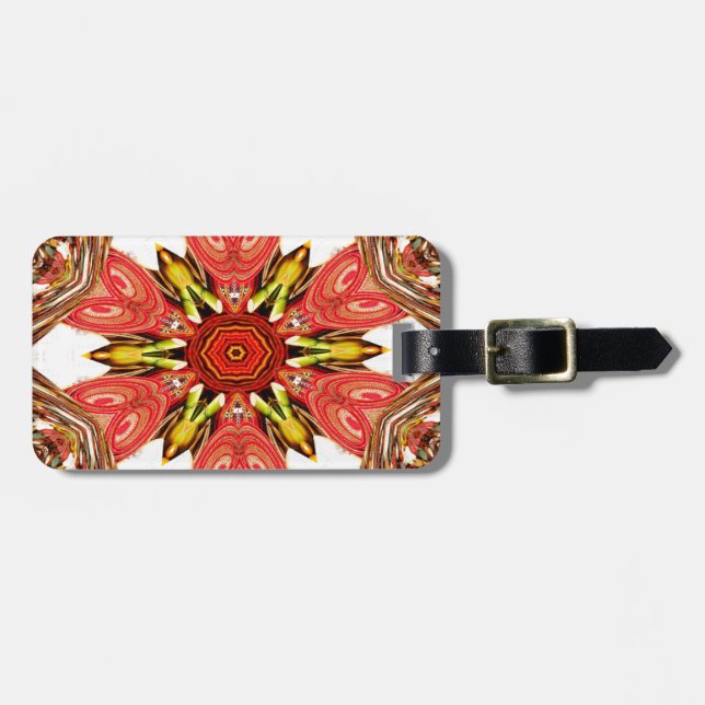 Doodle Floral Art Print Luggage Tag (Front Horizontal)
