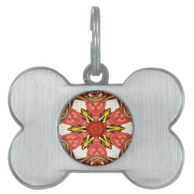 Doodle Floral Art Print Pet Tag (Front)