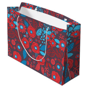 Doodle floral pattern large gift bag