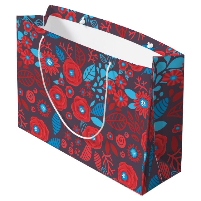 Doodle floral pattern large gift bag (Back Angled)
