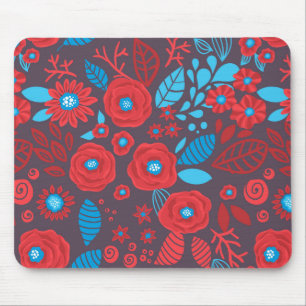 Doodle floral pattern mouse pad
