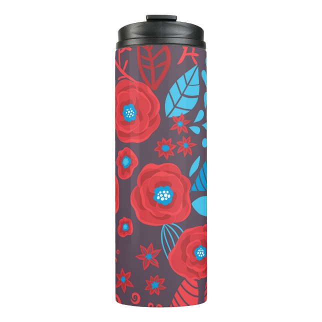 Doodle floral pattern thermal tumbler (Front)