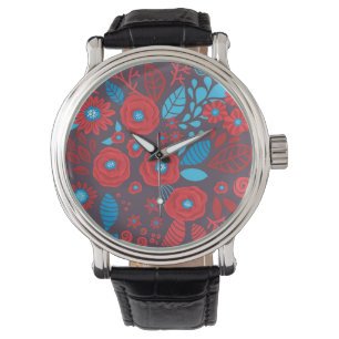 Doodle floral pattern watch