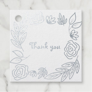 Doodle Floral Thank You foil favour tags
