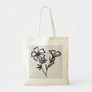 doodle floral tote bag