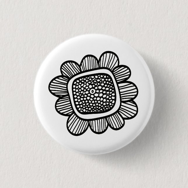 Doodle flower 3 cm round badge (Front)