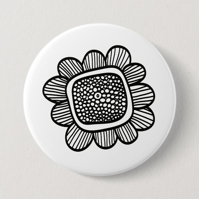 Doodle flower 7.5 cm round badge (Front)