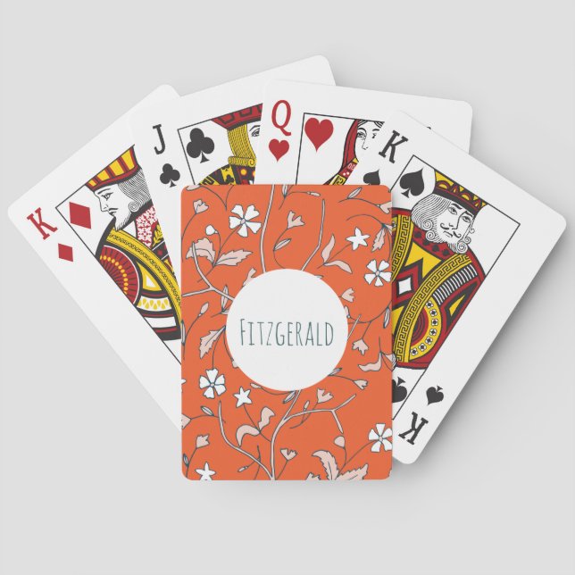 Doodle Flower_Red: Custom Playing Cards (Back)