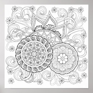 Doodle Flowers And Mandalas 2 Poster