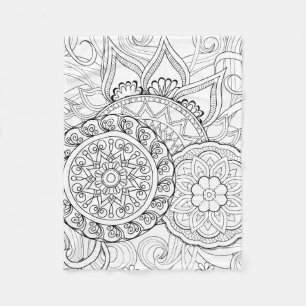 Doodle Flowers And Mandalas Fleece Blanket