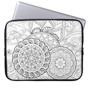 Doodle Flowers And Mandalas Laptop Sleeve