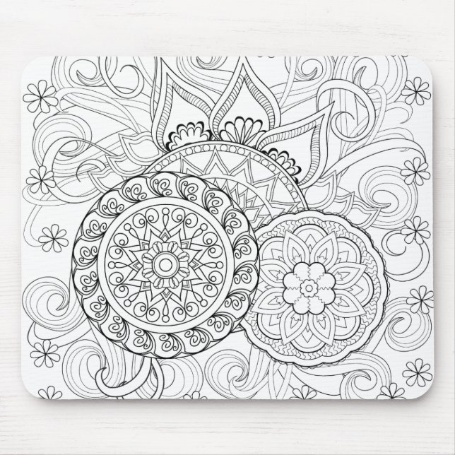 Doodle Flowers And Mandalas Mouse Pad (Front)
