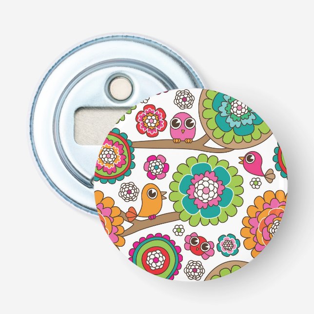 doodle flowers background pattern bottle opener (Front)