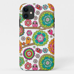 doodle flowers background pattern iPhone 11 case