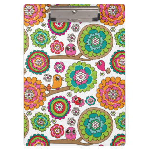 doodle flowers background pattern clipboard
