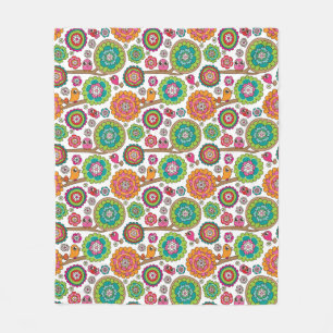 doodle flowers background pattern fleece blanket