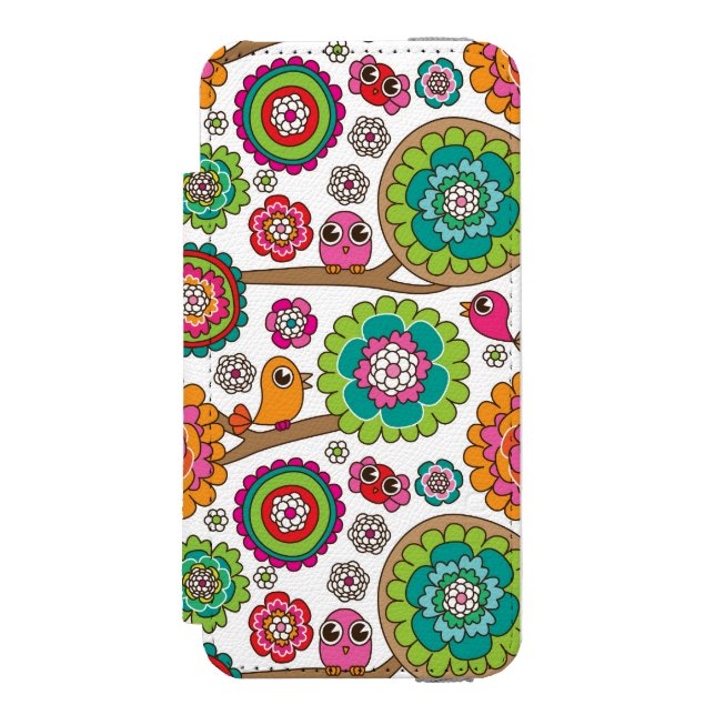 doodle flowers background pattern incipio iPhone wallet case (Folio Front)
