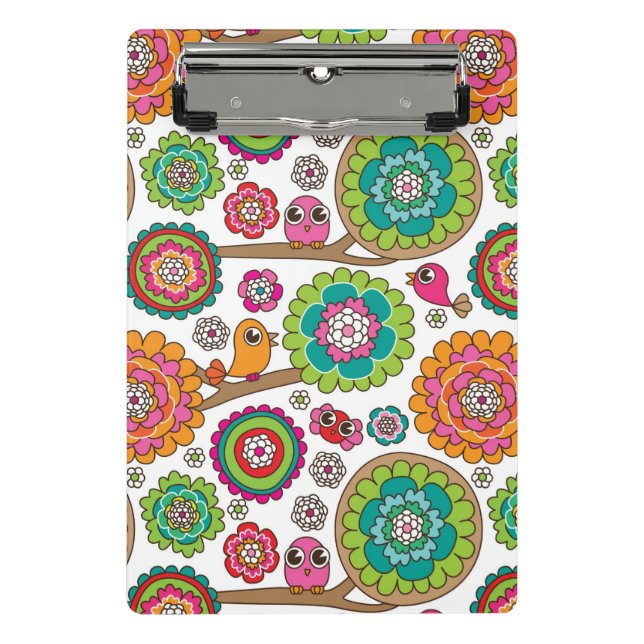 doodle flowers background pattern mini clipboard (Front)