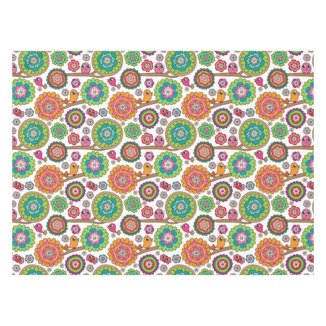 doodle flowers background pattern tablecloth (Front (Horizontal))