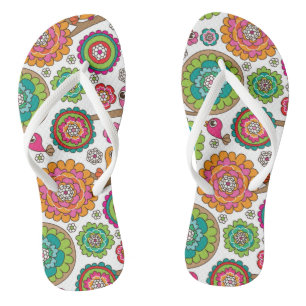 doodle flowers background pattern thongs