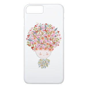 Doodle flowers beautiful girl face iPhone 8 plus/7 plus case