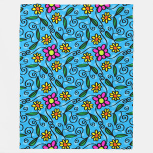 doodle flowers blanket