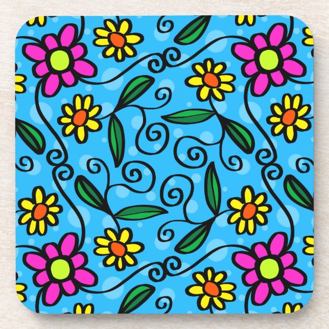 doodle flowers coaster (Front)