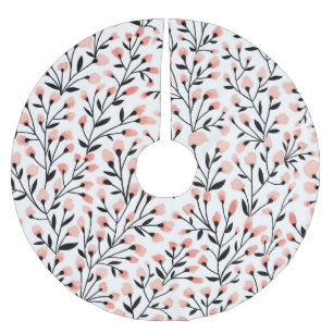 Doodle Flowers: Coral Floral Seamless. Brushed Polyester Tree Skirt