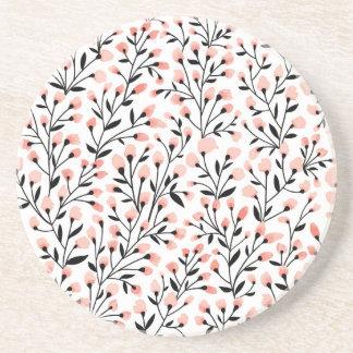 Doodle Flowers: Coral Floral Seamless. Coaster