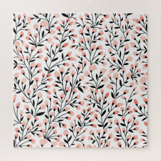 Doodle Flowers: Coral Floral Seamless. Jigsaw Puzzle