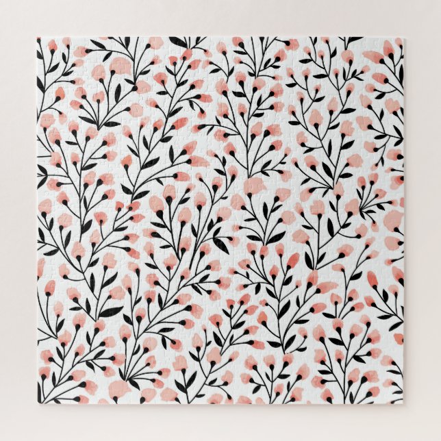 Doodle Flowers: Coral Floral Seamless. Jigsaw Puzzle (Vertical)