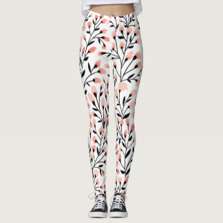 Doodle Flowers: Coral Floral Seamless. Leggings