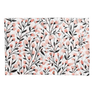 Doodle Flowers: Coral Floral Seamless. Pillowcase