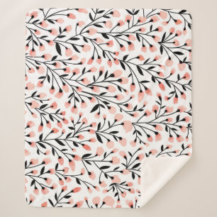 Doodle Flowers: Coral Floral Seamless. Sherpa Blanket