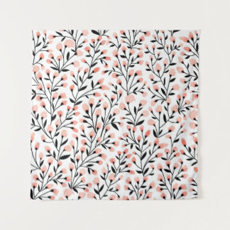 Doodle Flowers: Coral Floral Seamless. Tapestry