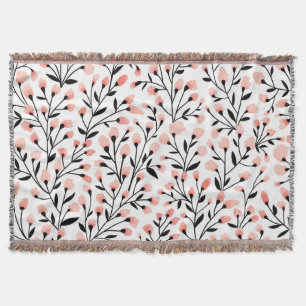 Doodle Flowers: Coral Floral Seamless. Throw Blanket