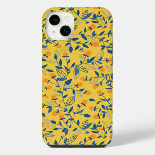 Doodle flowers in blue and yellow iPhone 14 plus case