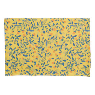 Doodle flowers in blue and yellow pillowcase
