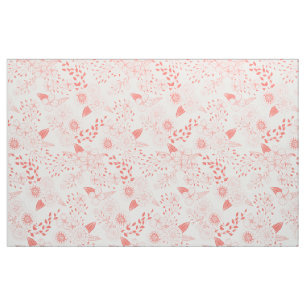 Doodle flowers in living coral fabric