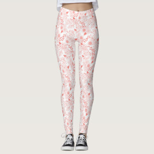 Doodle flowers in living coral leggings