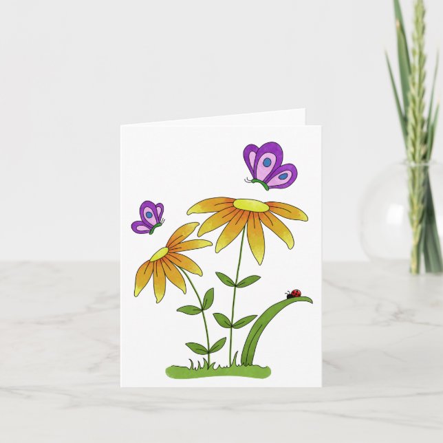 Doodle Flowers Insects and Bugs Generic Any Use  Card (Front)