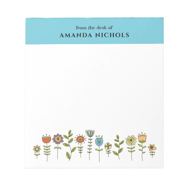 Doodle Flowers Notepad Template (Front)