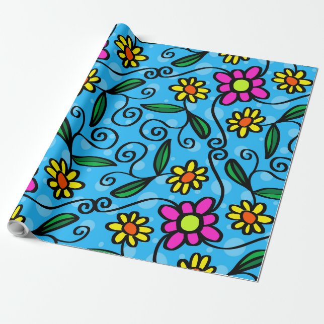 doodle flowers wrapping paper (Unrolled)
