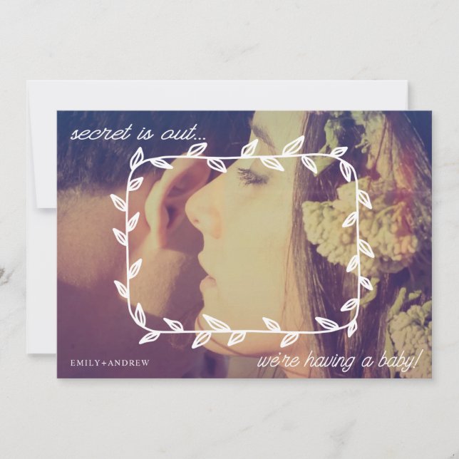 Doodle  frame pregnancy announcement card (Front)