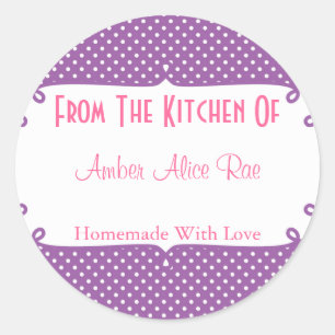 Doodle Frame Purple&Pink Polka Dot Treat Classic Round Sticker