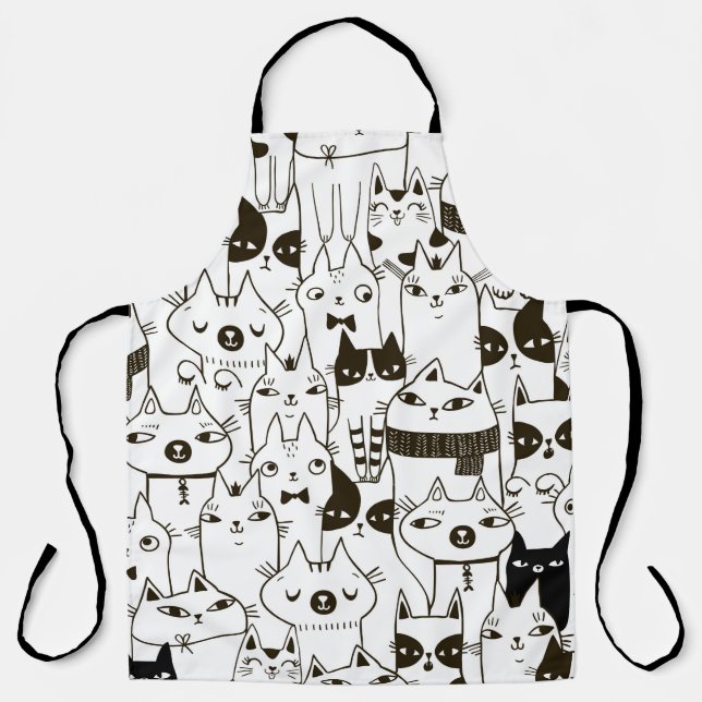 Doodle funny cats seamless pattern.  apron (Front)