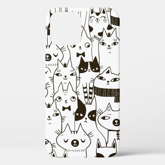 Doodle funny cats seamless pattern.  Case-Mate iPhone case (Back)