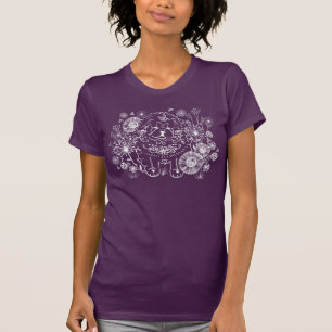 DOODLE GARDEN CHOW white on dark shirts