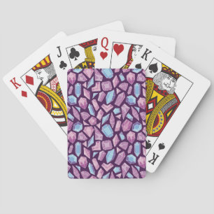 Doodle gems, vintage seamless background. playing cards